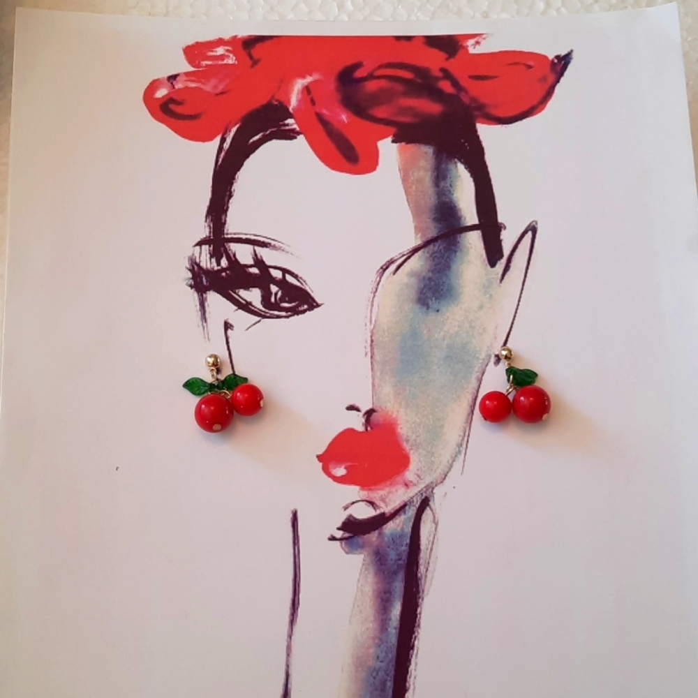 Fun Bouncy Red Apple Earrings View 2